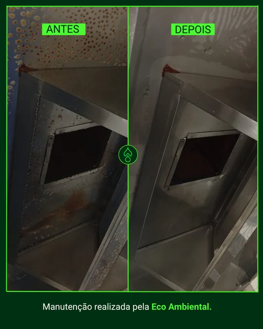 Coifa de cozinha antes e depois da limpeza